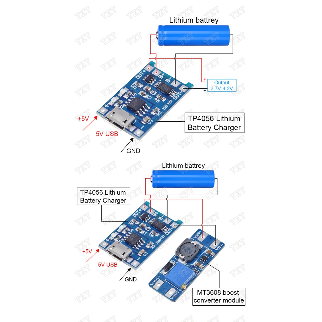 Mô-đun sạc pin Lithium TP4056 18650 Type-c/Micro/Mini USB 5V 1A với chức năng bảo vệ kép