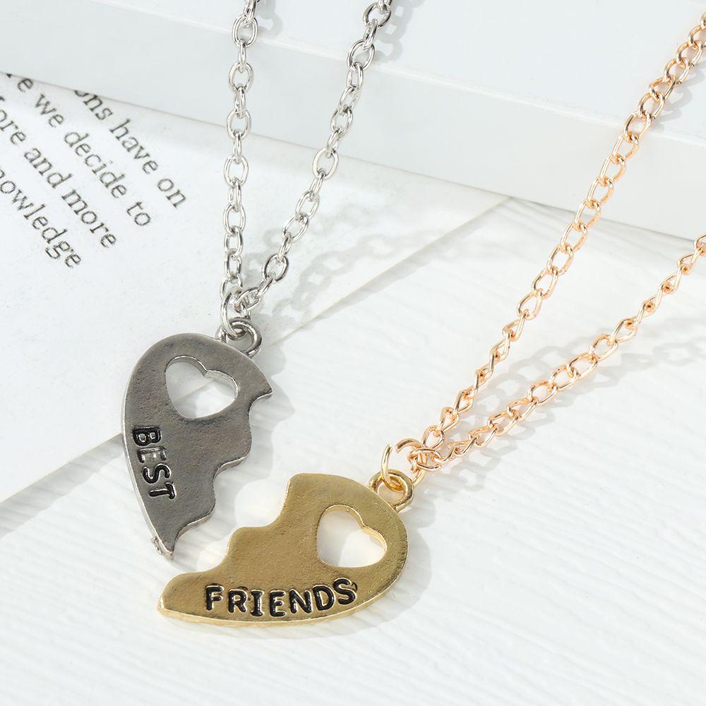 EUTUS Set 2 Dây Chuyền Tình Bạn Mặt Trái Tim Ghép Khắc Chữ Best Friends