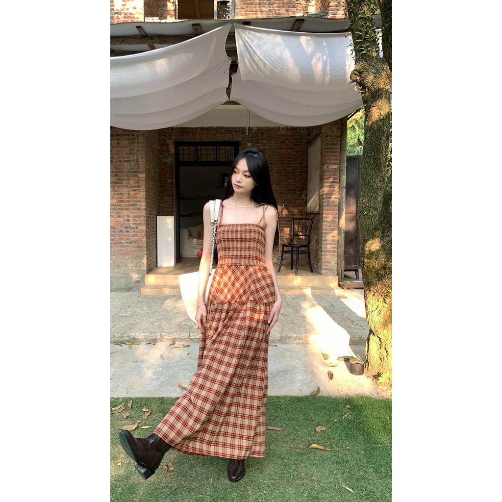 61374 Đầm Dài Hai Dây Kẻ Sọc Mùa Hè