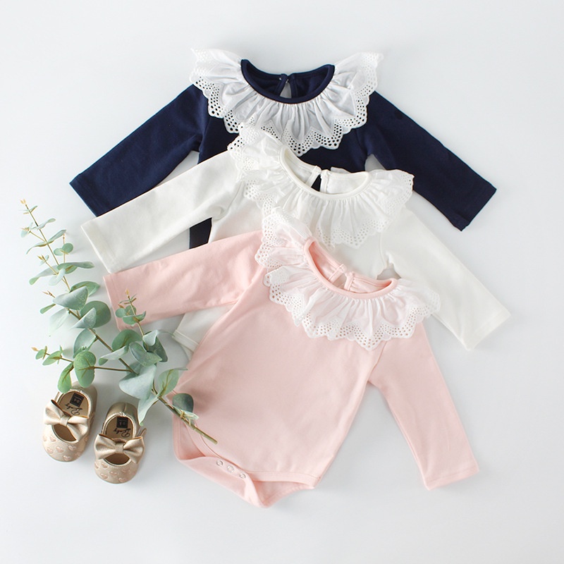Hàng Mới Về Jumpsuit Cotton Cổ Ren Tay Dài Thời Trang Mùa Xuân Dành Cho Bé Gái 2022 1033