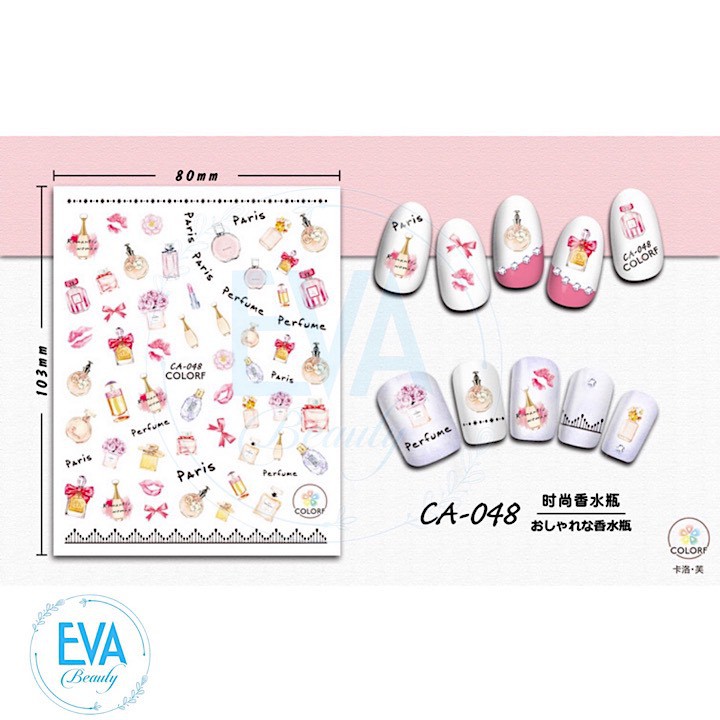Decal Dán Móng Tay 3D Nail Sticker Tráng Trí Hoạ Tiết Chai Nước Hoa Paris Perfume CA048