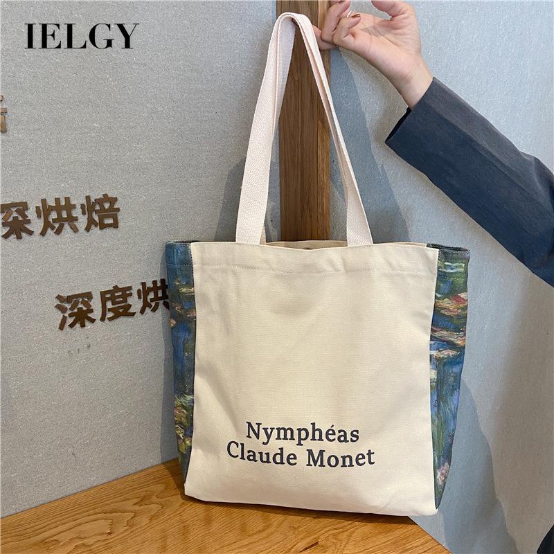 Túi xách IELGY vải bạt sức chứa lớn đeo vai phiên bản thời trang mua sắm Nhật Hàn cho nữ