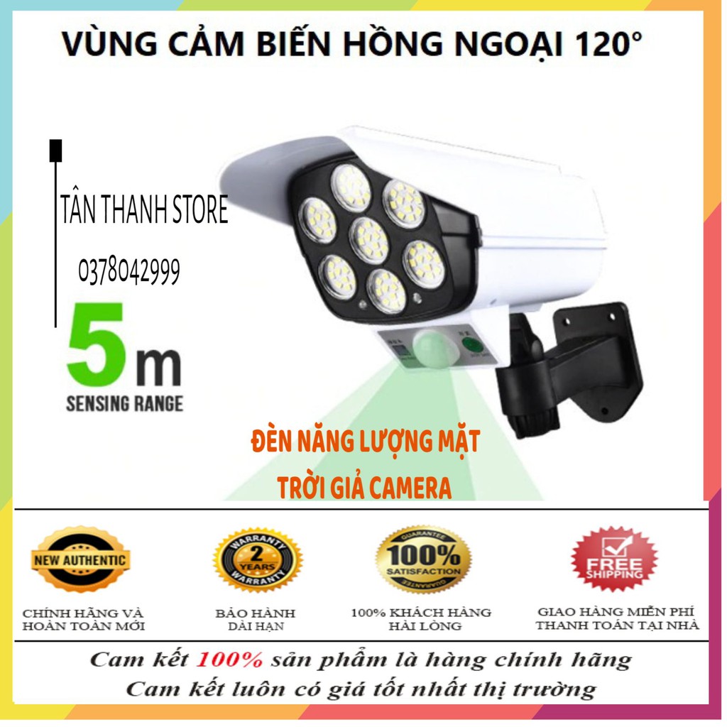 Đèn Năng Lượng Mặt Trời Giả Camera 7 Bóng Chống Trộm 30w - Đèn 3 Chế Độ Tự Động Sáng Điều Khiển Từ Xa Tiện Lợi