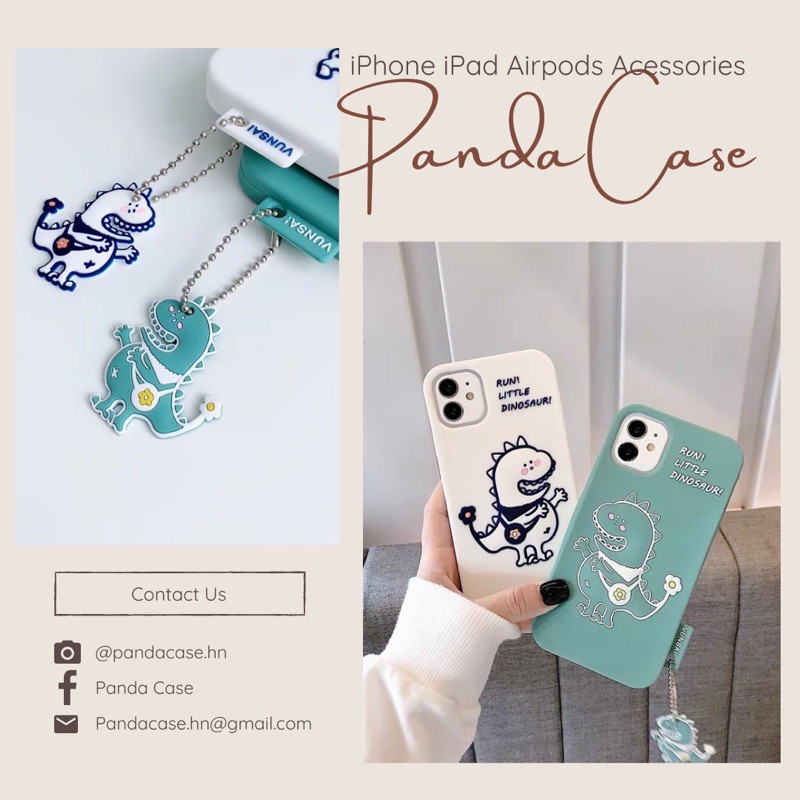 Ốp lưng cho iphone - Ốp khủng long cao su dày dặn kemg móc cute