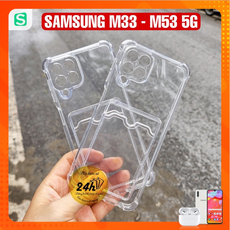 Ốp Chống Sốc Silicon Trong Suốt Kèm Ngăn Đựng THẺ Cho Samsung M33 5G - Samsung M53 5G - hàng dày loạ