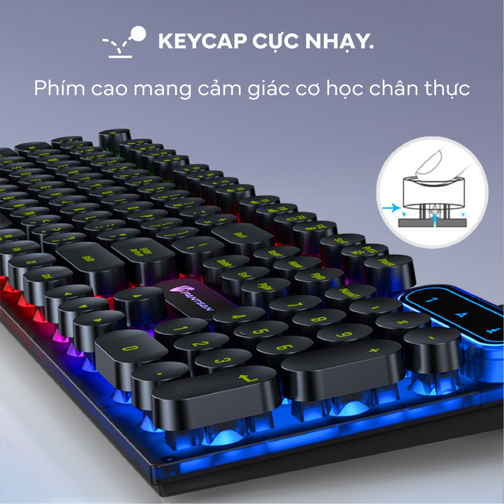 [COMBO 2 TRONG 1] Combo Chuột+bàn phím chính hãng thiết kế độc lạ phím tròn gắn đèn LED nhiều màu hiện đại