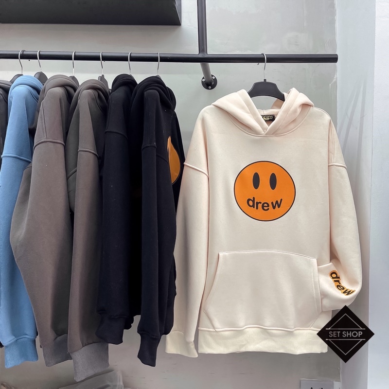 Áo hoodie DREW mặt cười nỉ bông dày ấm áp