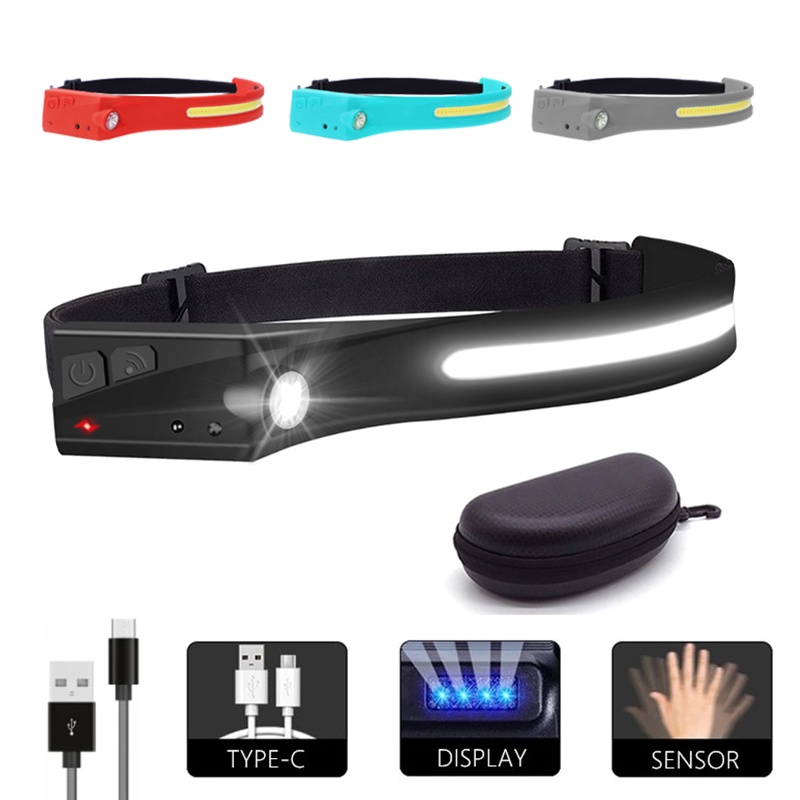 Đèn LED Cob Đeo Đầu An Toàn Chống Thấm Nước Có Thể Sạc Lại Dùng Khi Chạy Bộ/Cắm Trại Ngoài Trời