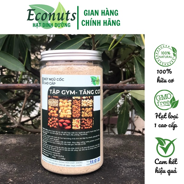 Ngũ cốc tập gym tăng cơ ECONUTS, bột ngũ cốc ăn sáng 8 loại hạt dinh dưỡng 100% hữu cơ