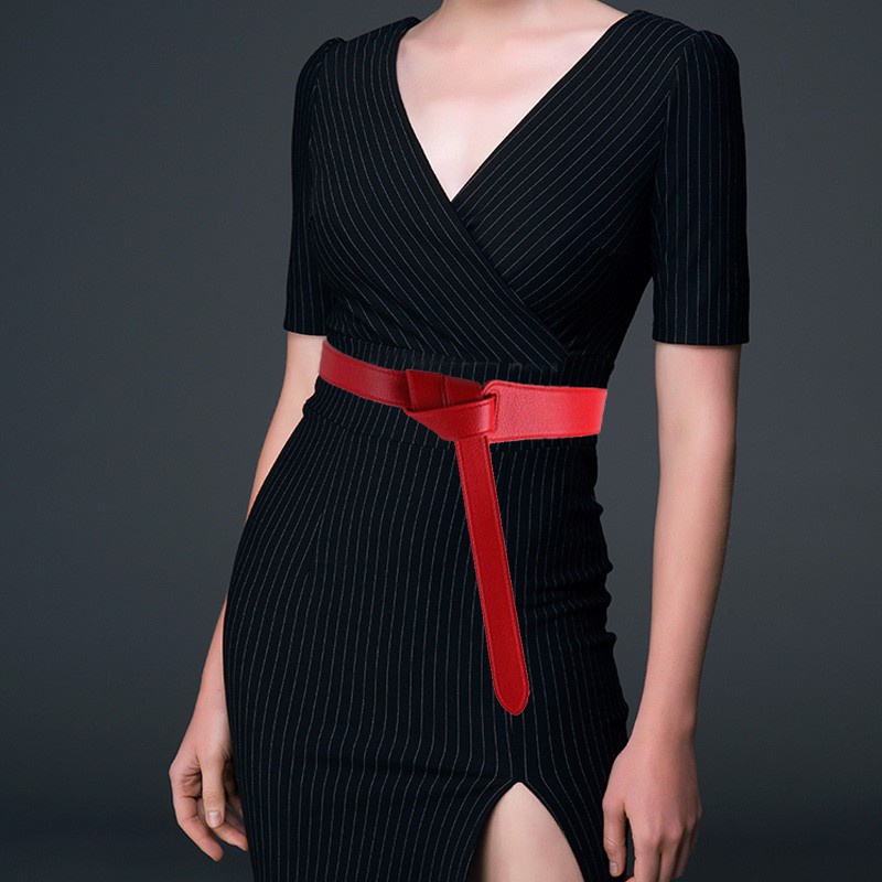 Thắt Lưng Da PU Bản Nhỏ Thiết Kế Thắt Nút Đơn Giản Thời Trang Cho Nữ