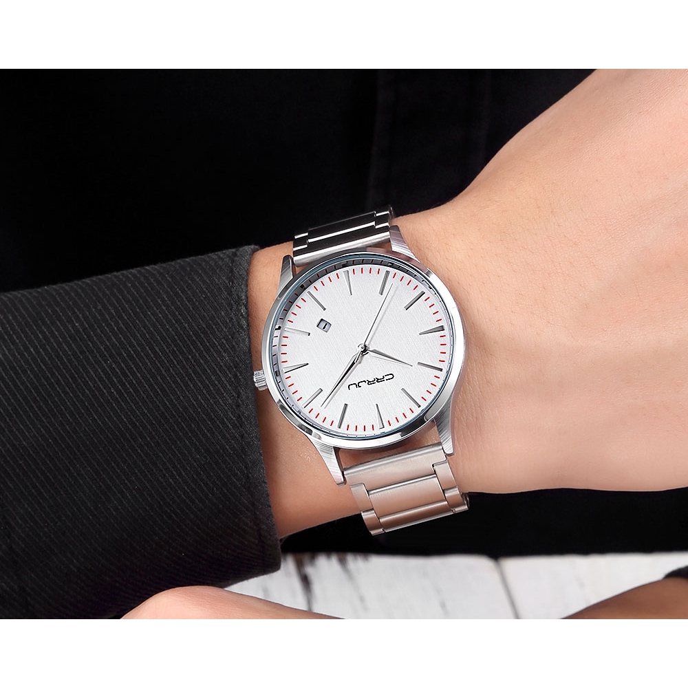 Đồng Hồ Đeo Tay CRRJU 2135 Chống Nước Bằng Inox Phong Cách Thể Thao Cho Nam