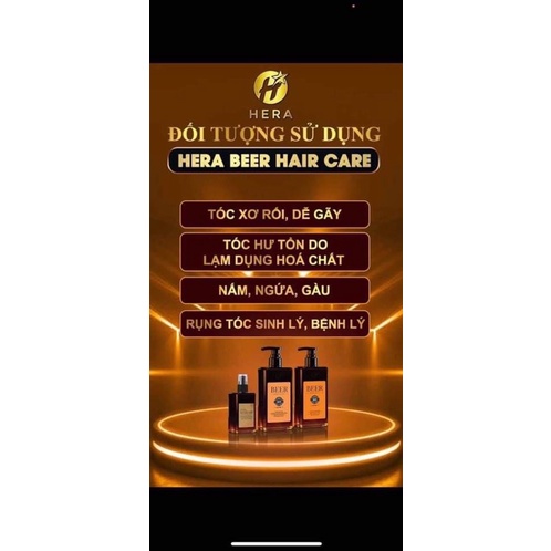 Bộ 3 sản phẩm men bia tươi Hera Dầu gội+ dầu xả+ tinh dầu mọc tóc