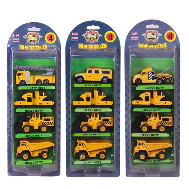 Set 4 xe công trình sắt đặc mini wheeler [ Chat chọn mẫu ]