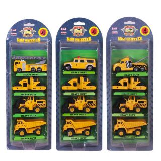 Set 4 xe công trình sắt đặc mini wheeler