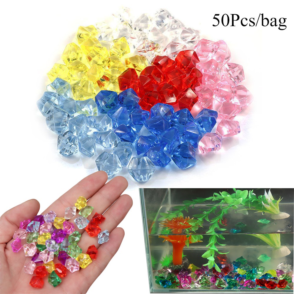 BEAUTY 50Pcs/bag DIY Craft Artificial|Confetti Vase Filler|Ice Cubes Wedding Ornament Colorful Home Garden Fish Tank Decor|Aquarium Landscape Pebbles