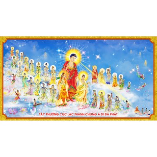 Tranh thêu chữ thập 3d Tây phương cực lạc thánh chúng A Di Đà LV.3165 ( 113x63 ) chưa thêu