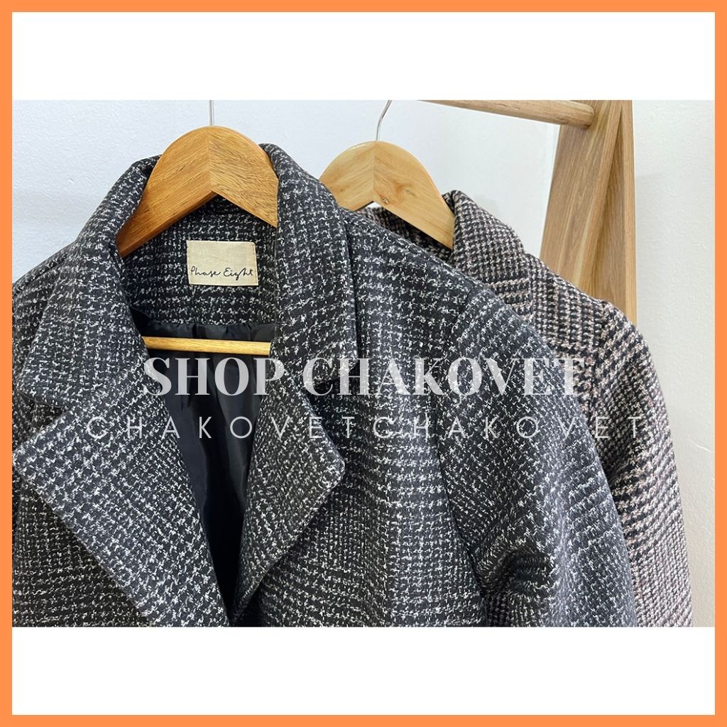 Áo măng tô nữ 2 lớp AD8118, kiểu áo dạ khoác ngoài cổ vest hàng cao cấp dạ dày dặn thiết kế 5 cúc dọc 2 túi chéo đẹp