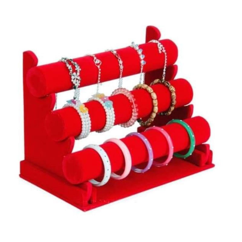Kệ 3 tầng trưng bày vòng, đồng hồ.
