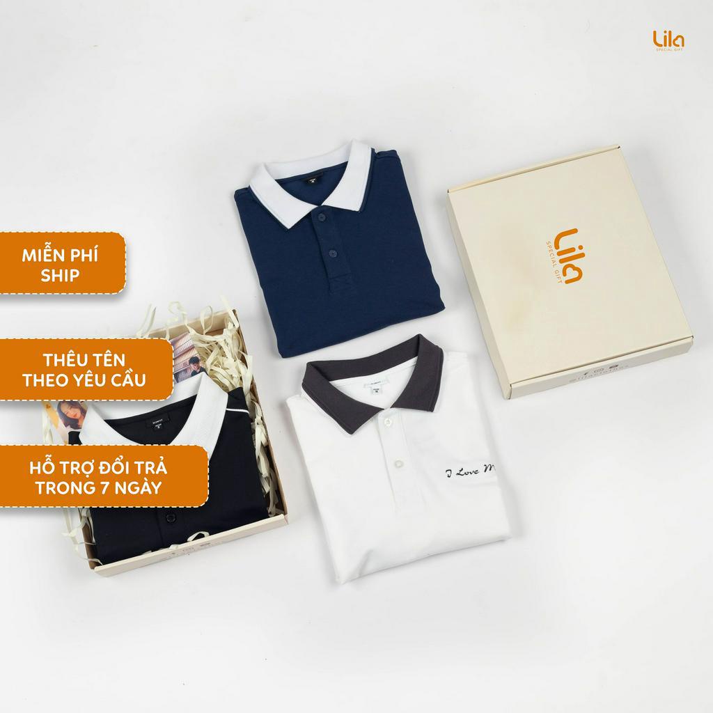 Áo POLO nam phối THÊU TÊN màu mới basic đẹp COTTON giữ form bền bỉ, chống nhăn, thời trang nam cao cấp - LILA