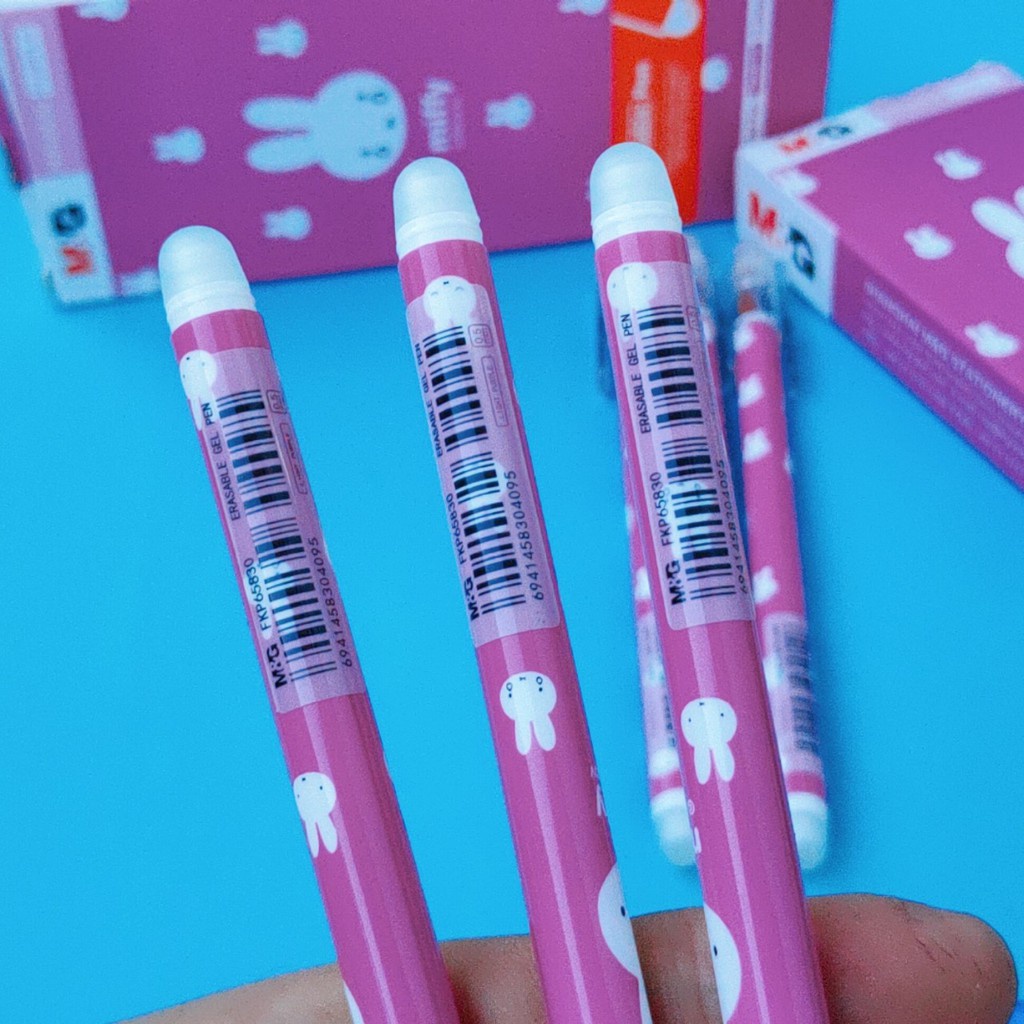 Bút gel nước tẩy xóa được M&amp;G ngòi 0.5mm FKP 65830 mực tím / FKP 65815 mực xanh I Bay màu trên vải khi là ủi