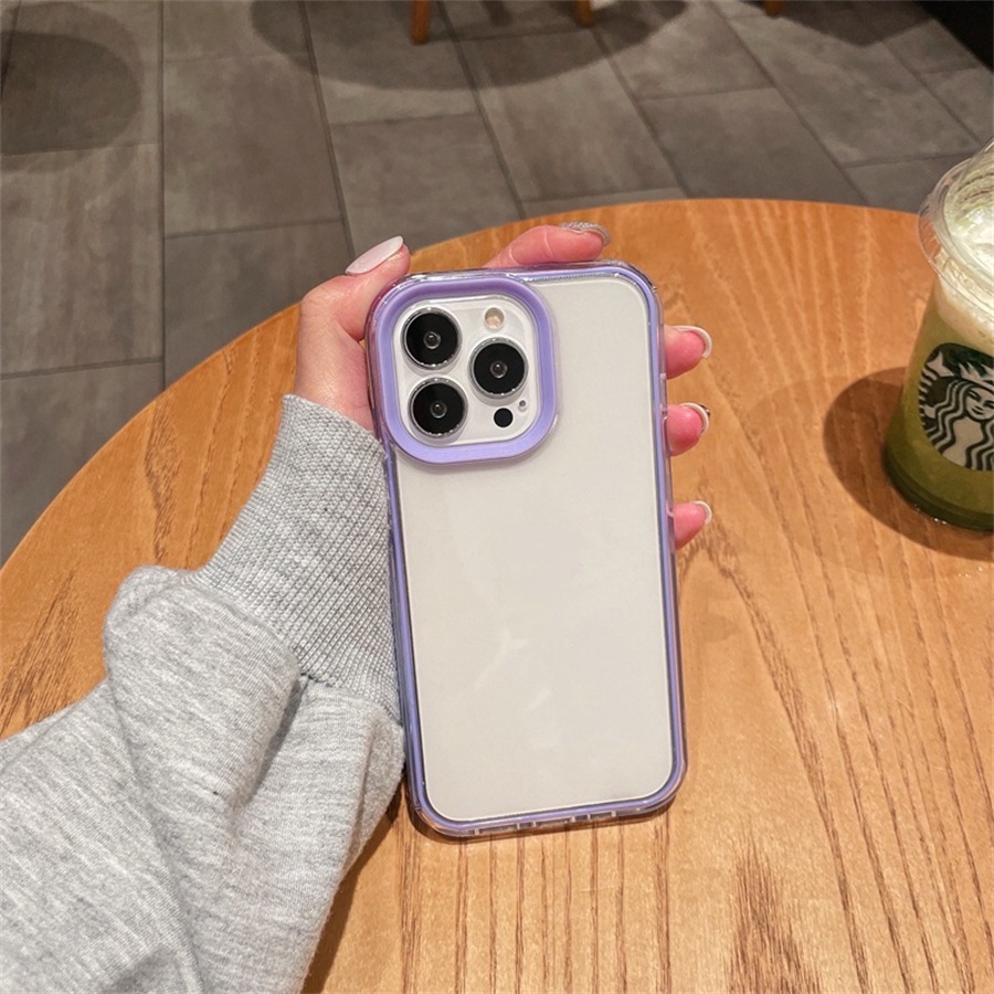 Ốp Điện Thoại Trong Suốt Viền Màu Kẹo Chống Sốc Cho iPhone 13 Pro Max