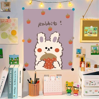 [COD] Cute Purple Bunny Cartoon Bear  Girl Heart Bedroom Backgrounds Decorative Hanging Cloth