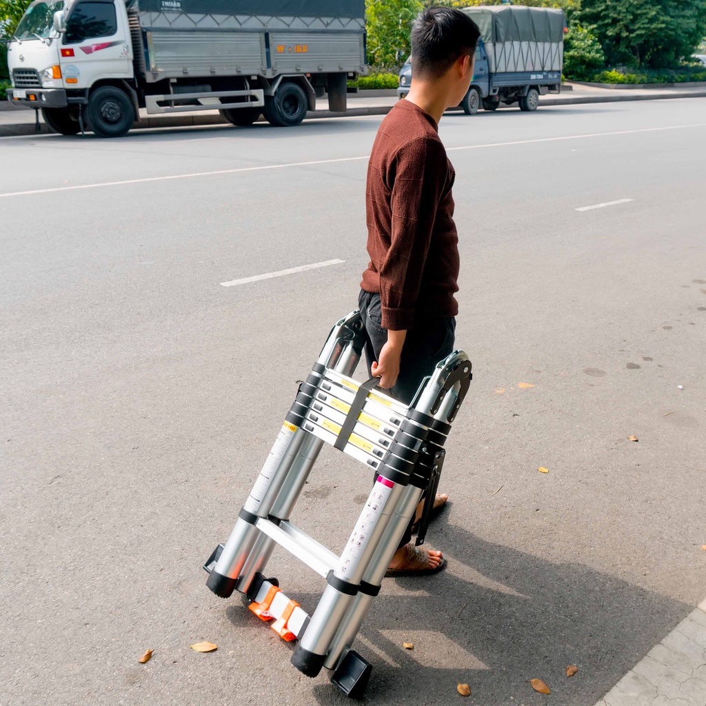 Thang Nhôm Rút Đôi Chữ A 5m6 DAMITA cao cấp , bảo hành 24 tháng miễn phí giao hàng nội thành hà nội