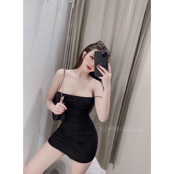 Đầm body váy body trơn hai dây bún siêu hot