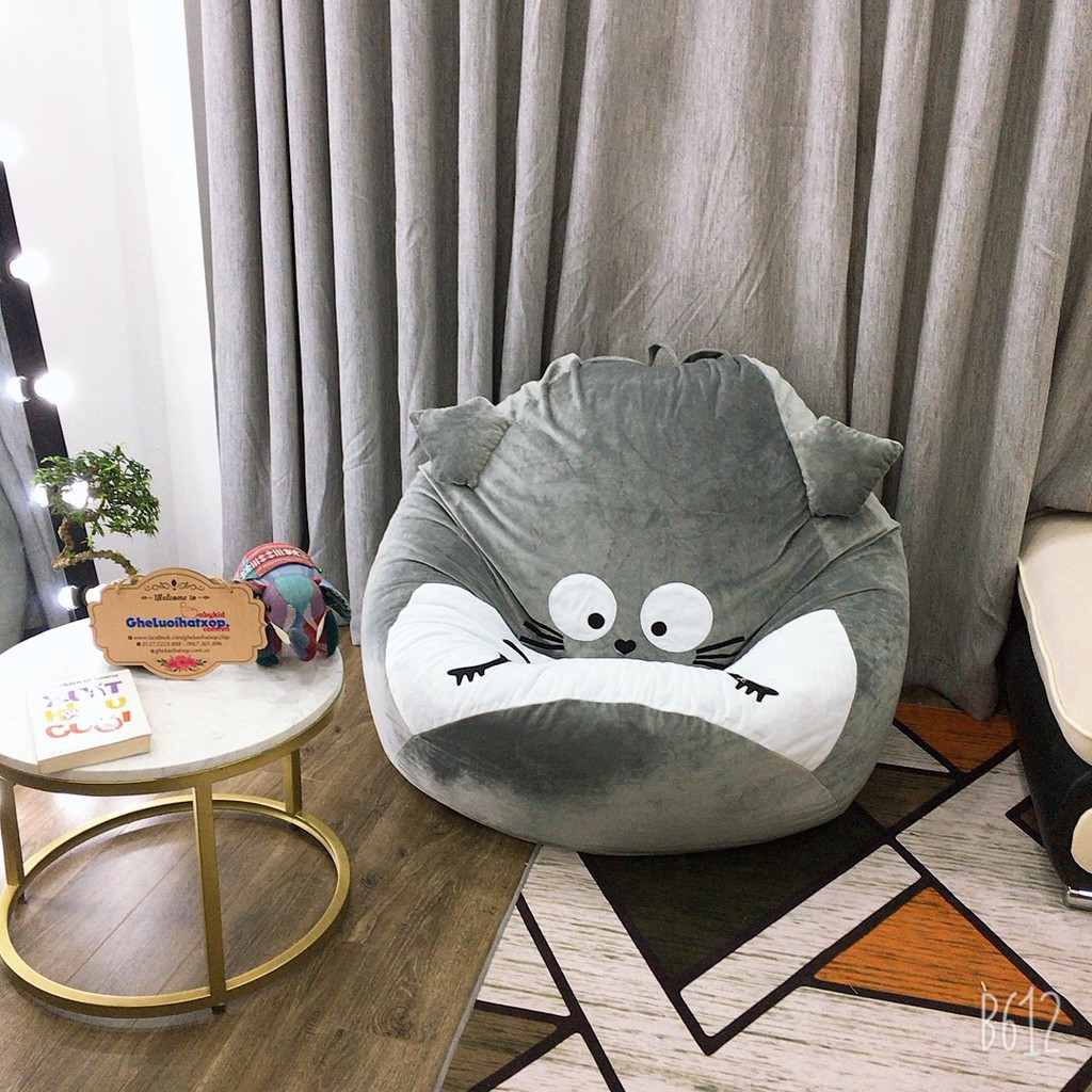 Vỏ bọc  ghế xốp dáng lê Mèo Totoro nhiều màu, cỡ S (chưa có hạt xốp)