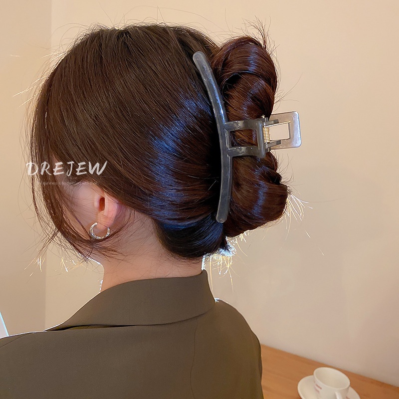 DREJEW Kẹp tóc acrylic màu thạch hình vuông thời trang Hàn Quốc đơn giản dễ phối đồ