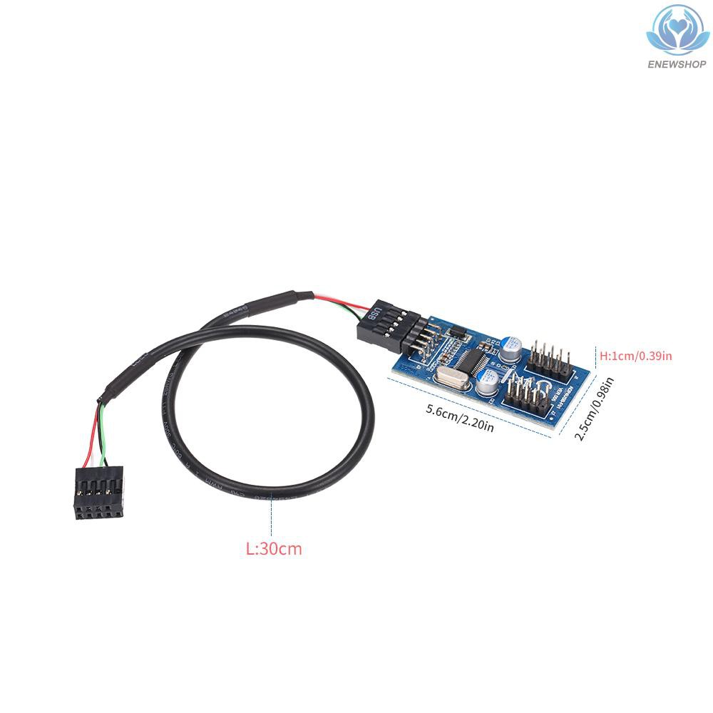 【enew】Motherboard 9Pin USB Header to 2 Male Adapter Card USB2.0 9Pin to Dual 9Pin   Connector Splitter