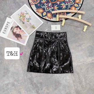 Chân váy da trơn cạp cao mẫu mới