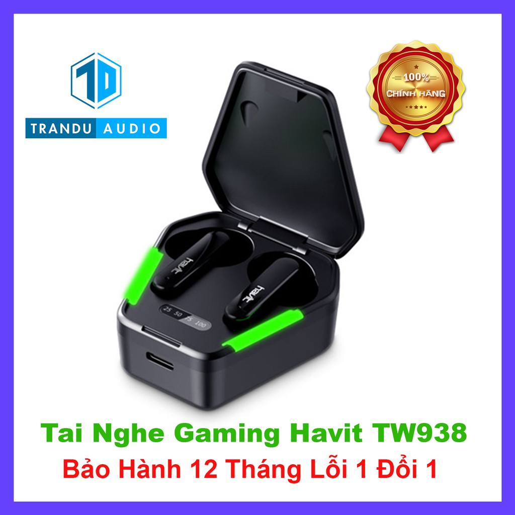 Tai Nghe Gaming True Wireless Havit TW938, Độ Trễ 50Ms, Bluetooth 5.0, Pin 5h, Chạm Cảm