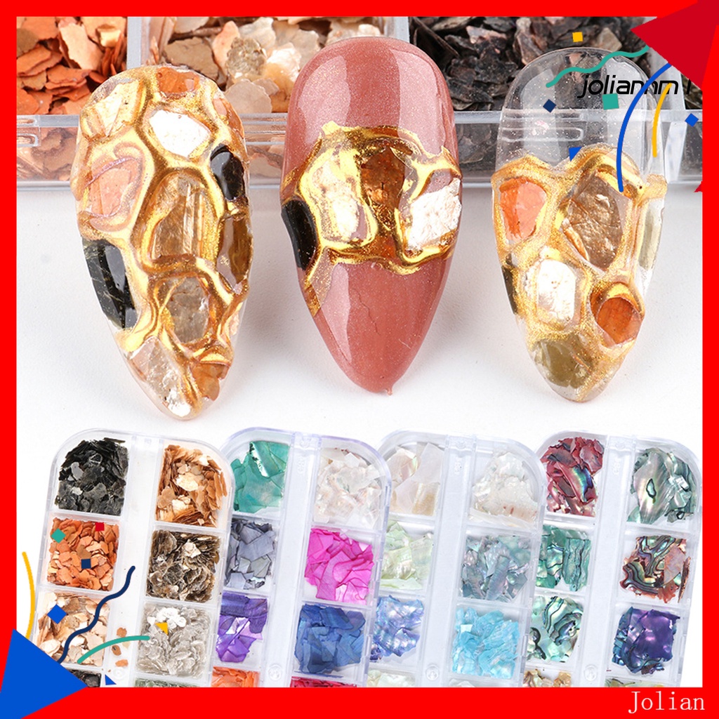 Hộp vỏ sò trang trí móng lấp lánh