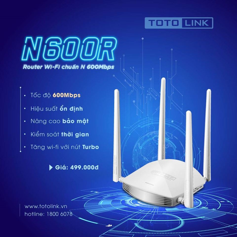 Bộ Phát Wifi Chuẩn N 600Mpbs Totolink N600R