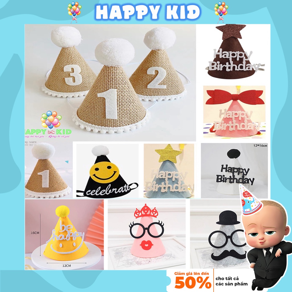 Mũ Sinh Nhật Nón Sinh Nhật Hàn Quốc Cho Bé Người Lớn Dễ Thương Happykid Nsnhq