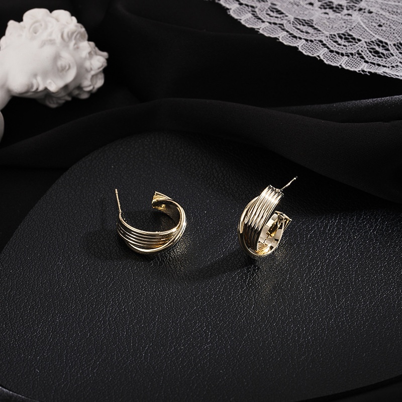 Bông tai/ Hoa tai hợp kim 1 vòng mảnh 1 vòng dày phong cách Hàn Quốc