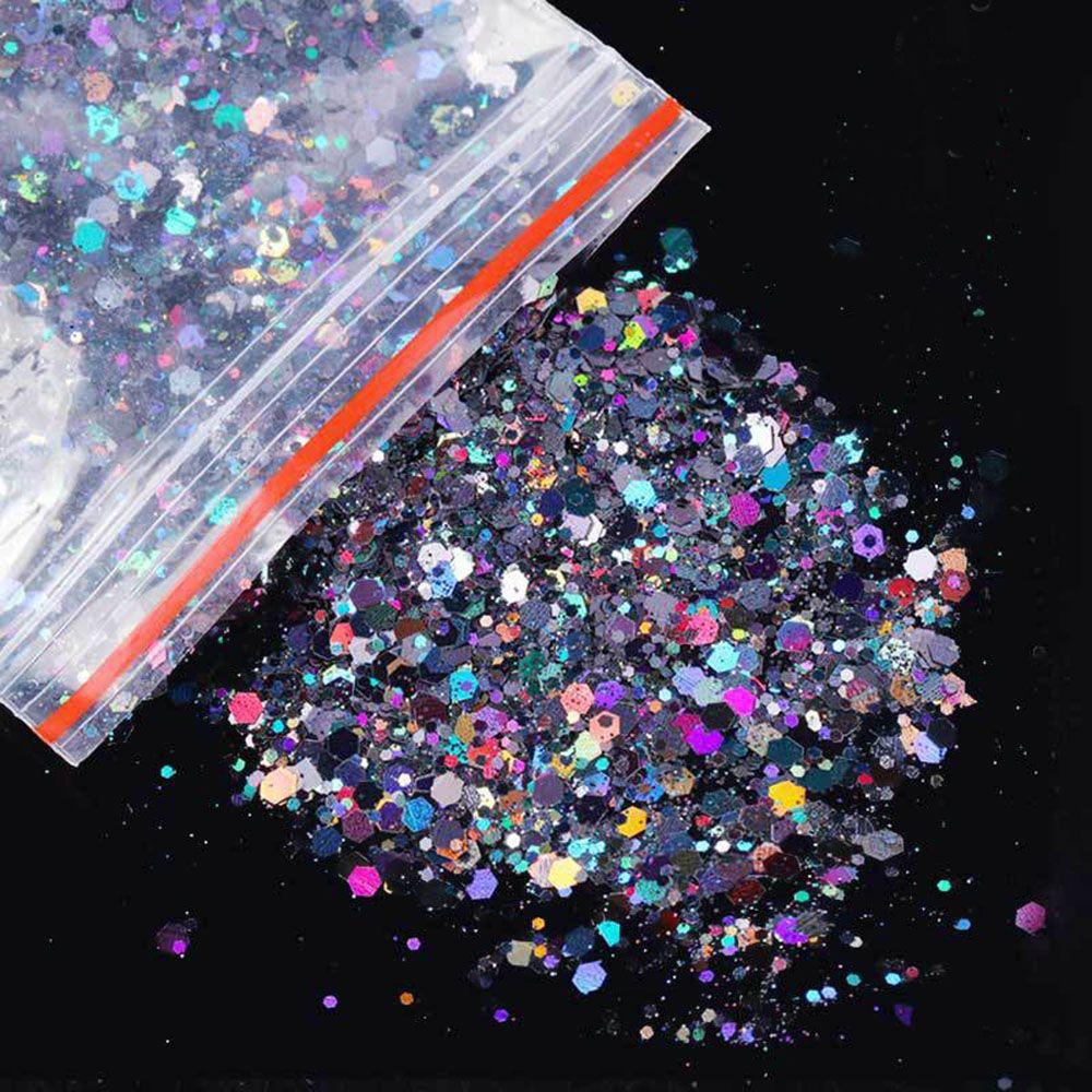 Túi 50G Bột Kim Tuyến Lấp Lánh Nhiều Màu Sắc Dùng Để Trang Trí Móng / Cơ Thể