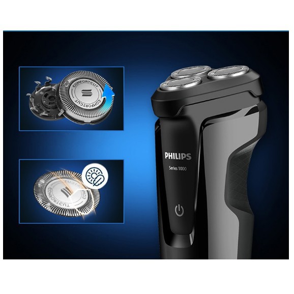 Máy cạo râu 3 lưỡi khô, ướt cao cấp Philips S1010