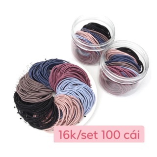 Set dây buộc tóc 100 chiếc ( kèm túi zip)