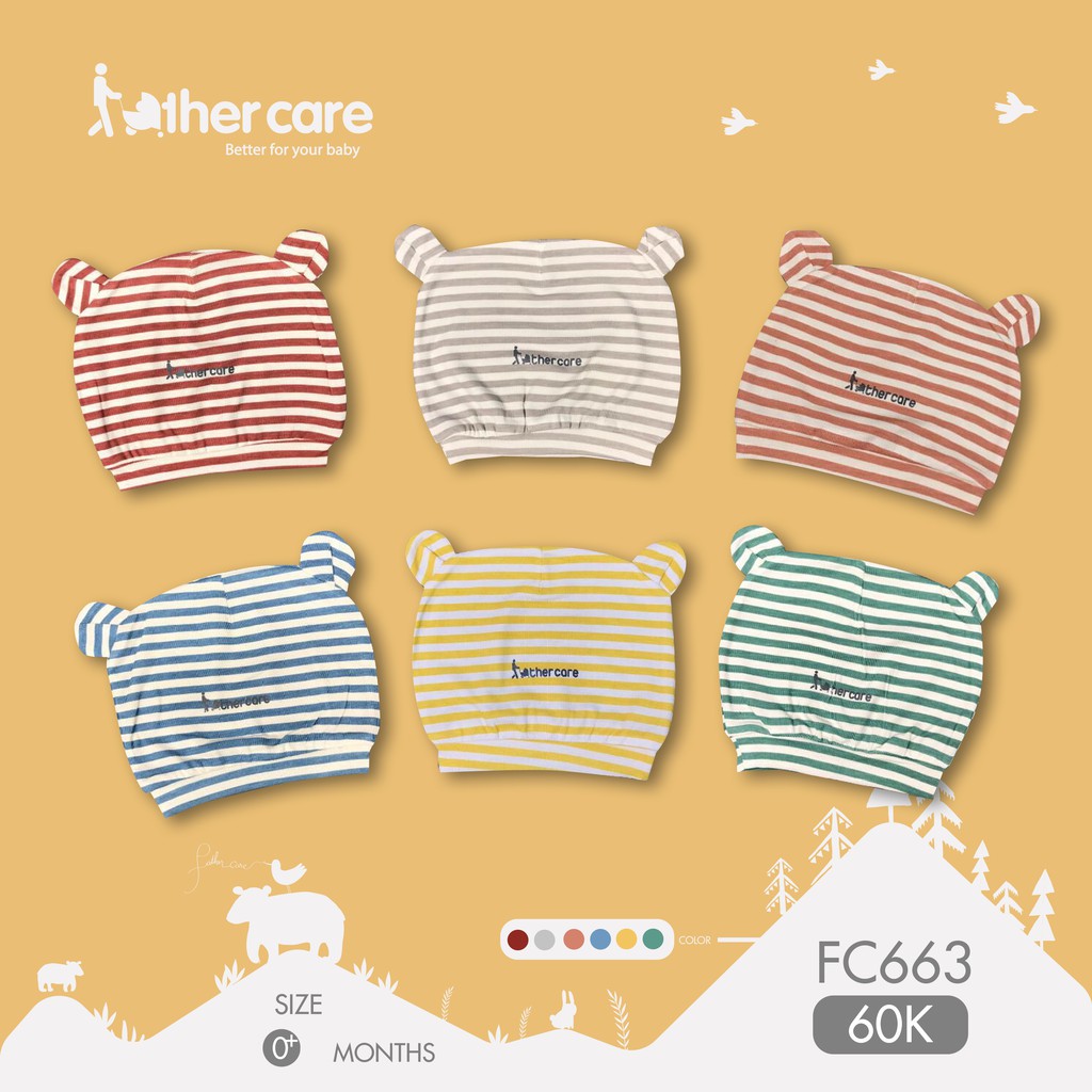 Set Mũ Sơ Sinh Kẻ FatherCare Có Tai FC663