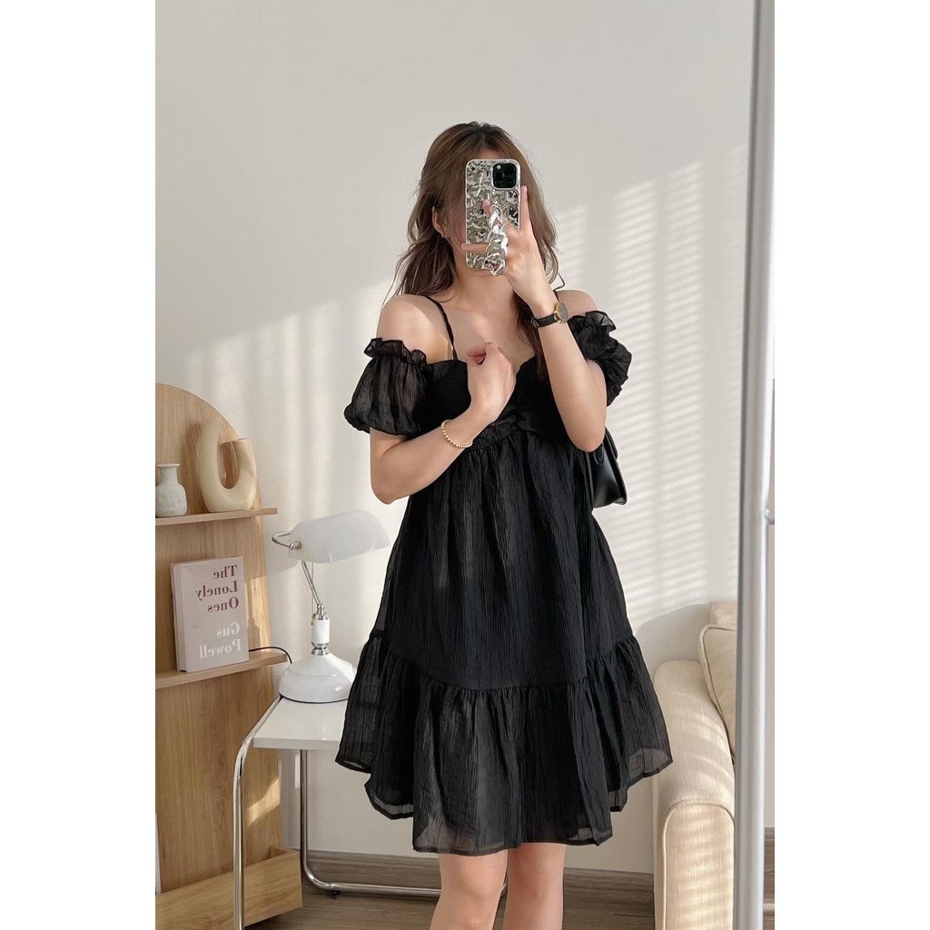 Đầm váy babydoll tiểu thư đũi mềm xinh xắn dáng xoè tầng Kozoda D81