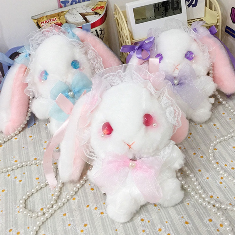 Túi Đeo Chéo Hình Thỏ Nhồi Bông Phong Cách Lolita Dành Cho Nữ