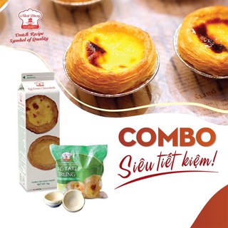 Combo 30 đế bánh Tart trứng và 1 hộp kem trứng vị vani 1 lít Nhất Hương vị chuẩn ngon như KFC