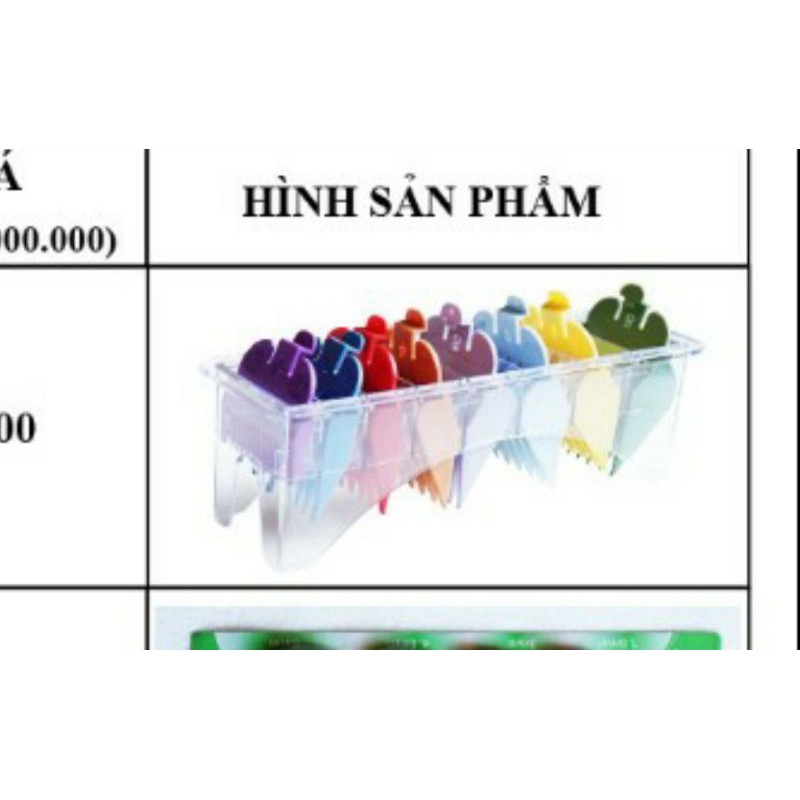 Bộ Cử Cỡ Ngàm Tông Đơ Lưỡi Nhựa Đa Năng 8 cái đủ size màu Cao Cấp Đa Năng