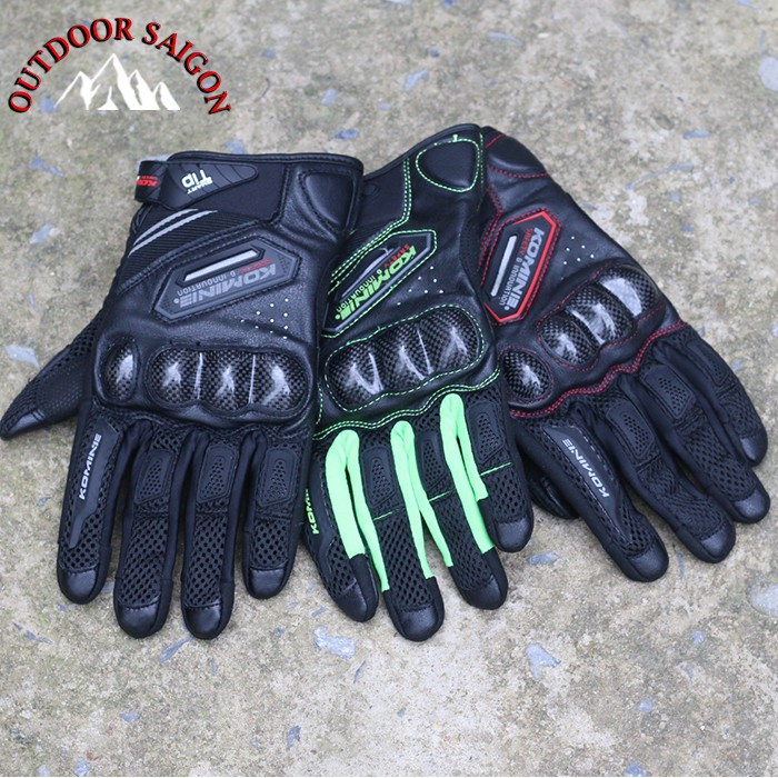 Găng tay lái xe Komine GK- 167- Gù bảo vệ bằng cacbon, chống mài mòn