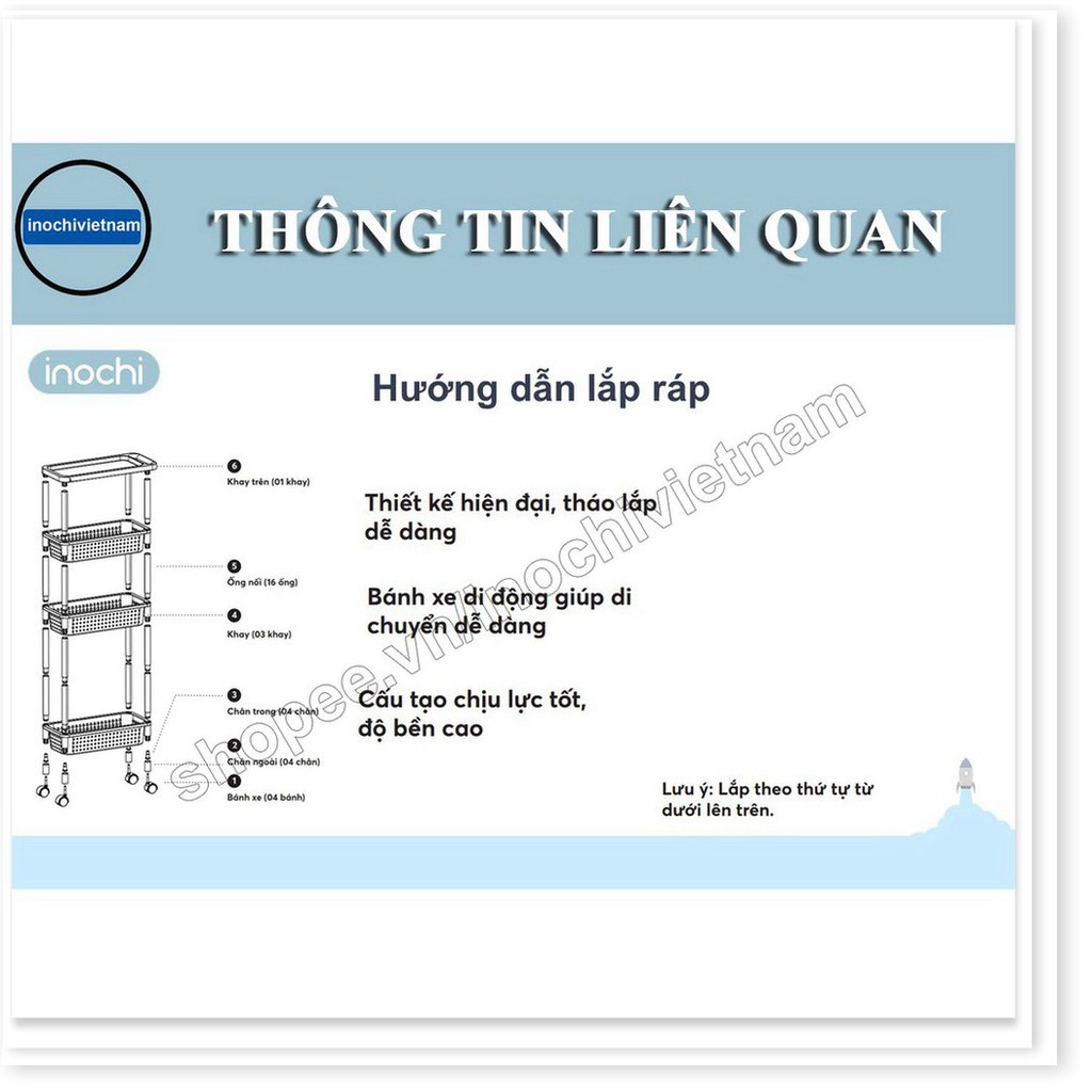 [Tặng Quà]Kệ để đồ -đa năng di động dùng cho nhà tắm phòng khách phòng ngủ INOCHI KE006