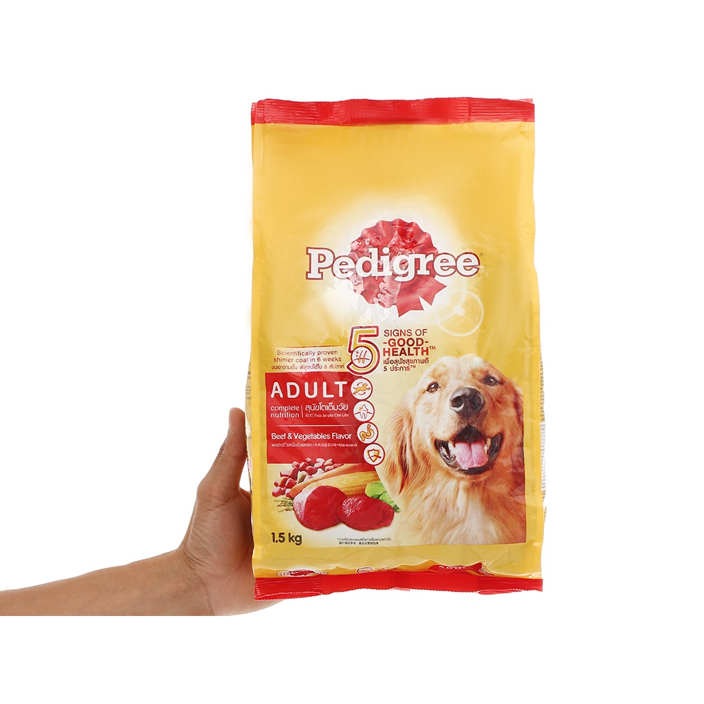 Thức ăn chó lớn Pedigree vị bò và rau củ túi 3kg nhập khẩu từ thái lan