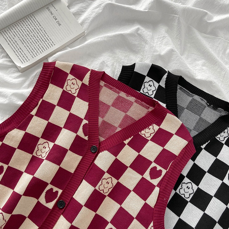 Áo len không tay cổ chữ V thời trang cho nữ