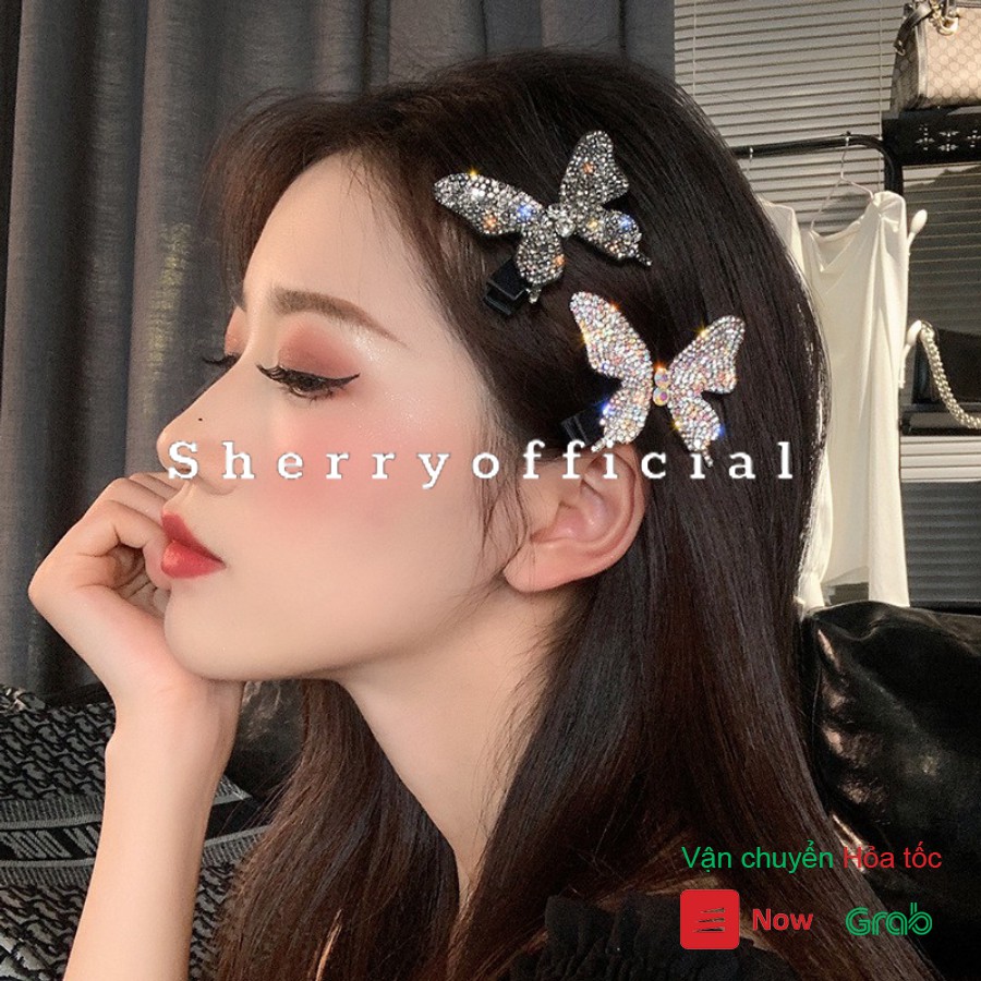 Kẹp tóc hình bướm đính đá lấp lánh phong cách Hàn Quốc B376 - Sherry Store